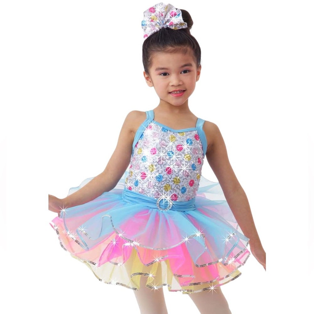 Laylas Dance Costumes Tutu Ballet Recital Sequin Polka Dot Neon Dress